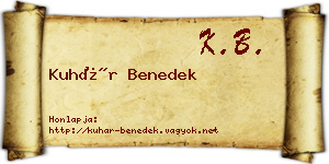 Kuhár Benedek névjegykártya