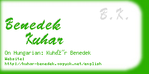 benedek kuhar business card